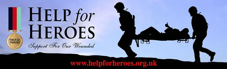 Help for Heroes soldiers carrying wounded comrade silhouette