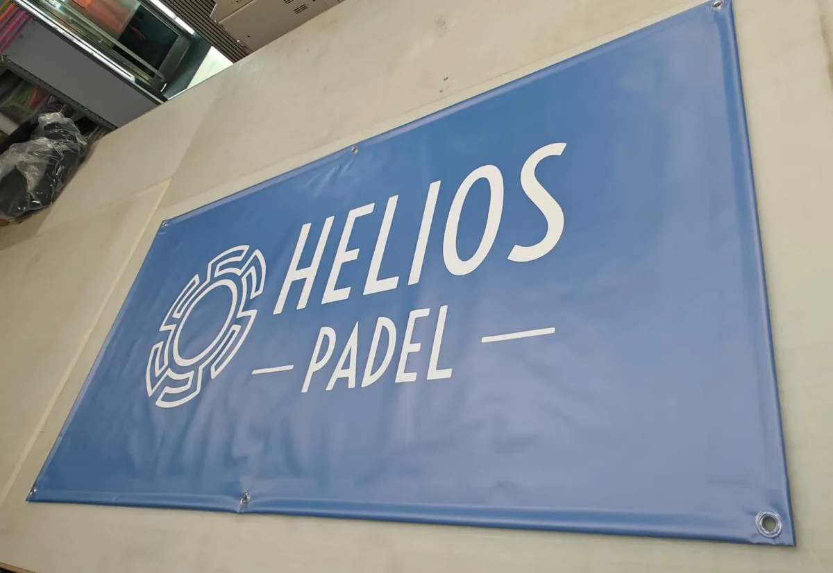 Blue Helios Padel banner with white logo