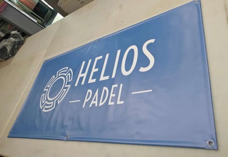 Blue Helios Padel banner with white logo
