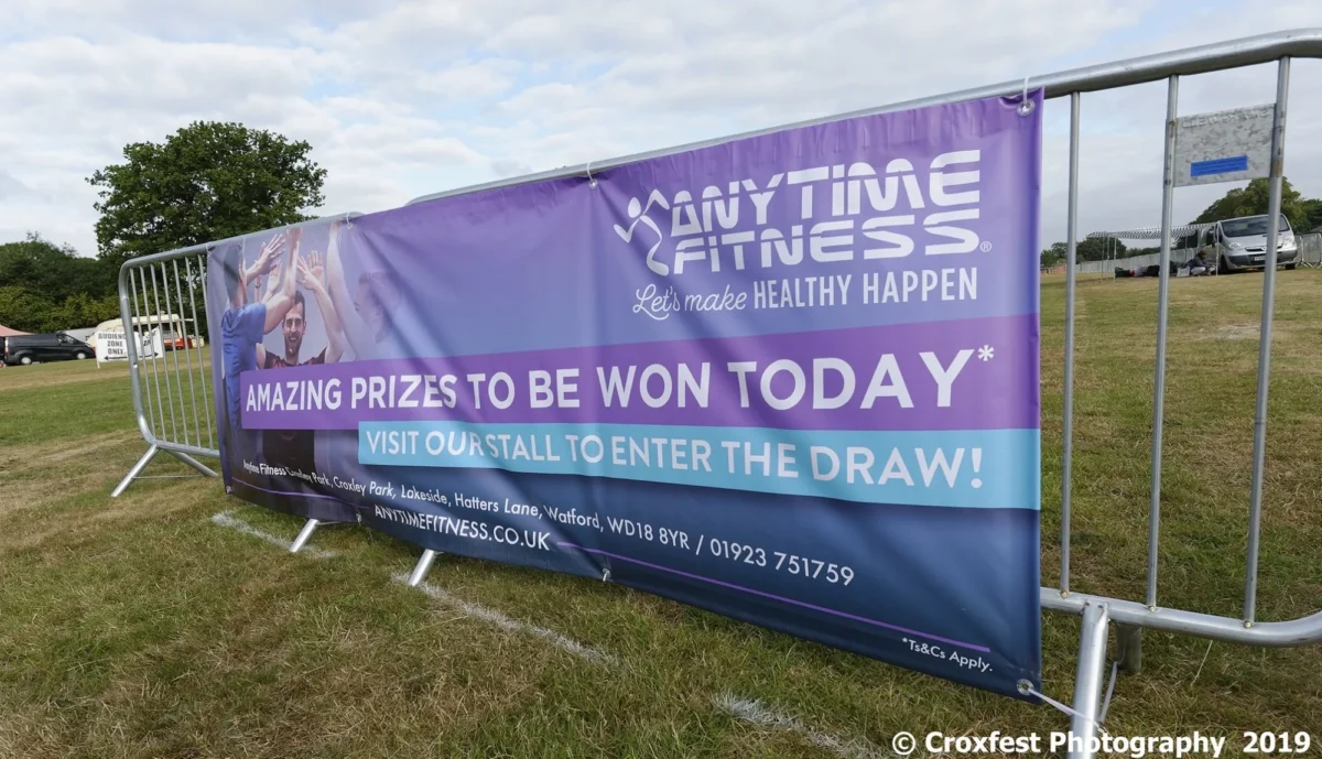 Anytime Fitness prize draw banner at outdoor event
