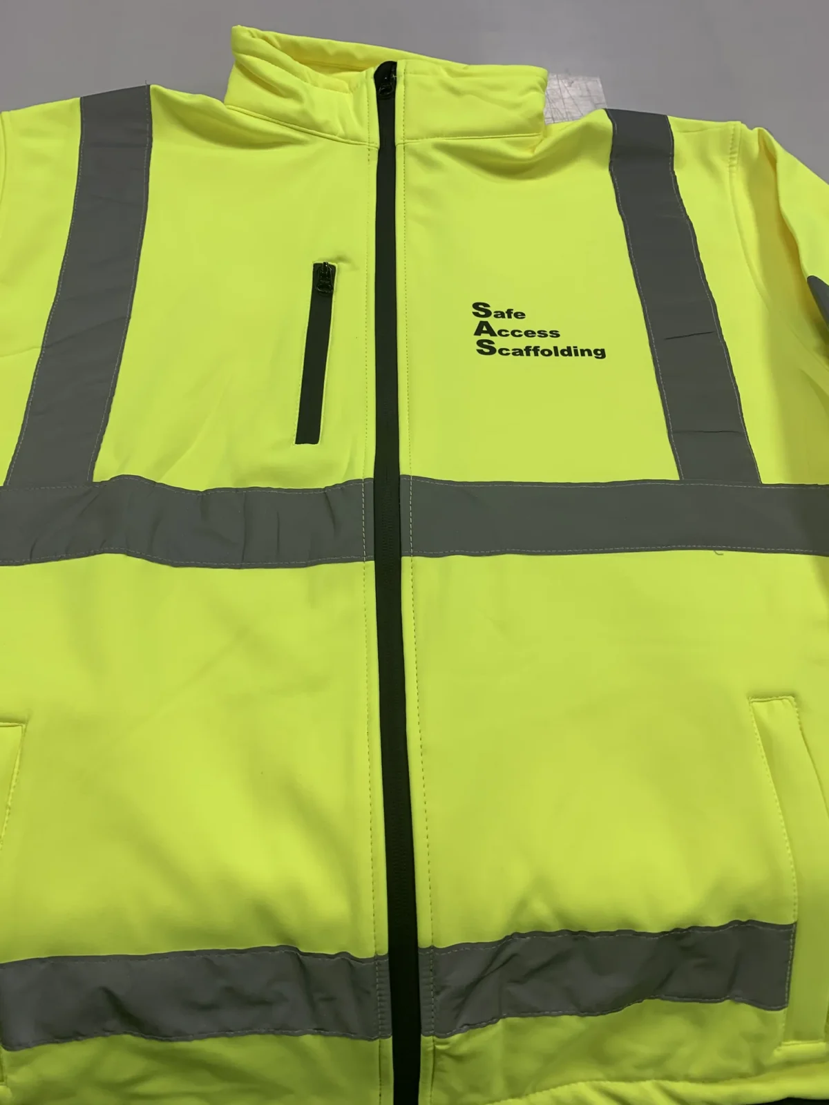 High-visibility Safe Access Scaffolding work jacket with reflective strips