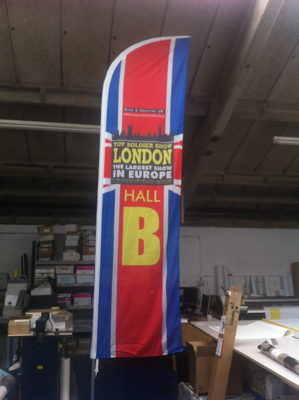 London Toy Soldier Show Hall B promotional feather flag