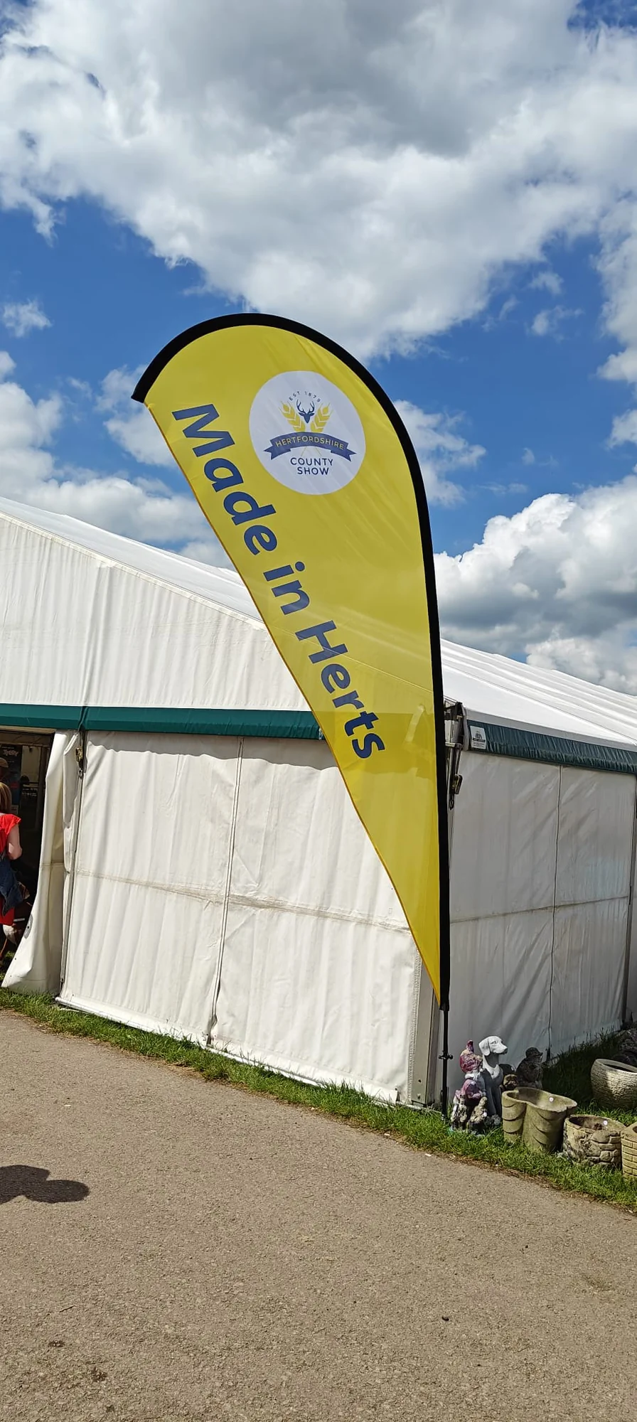 Made in Herts banner outside Hertfordshire County Show tent