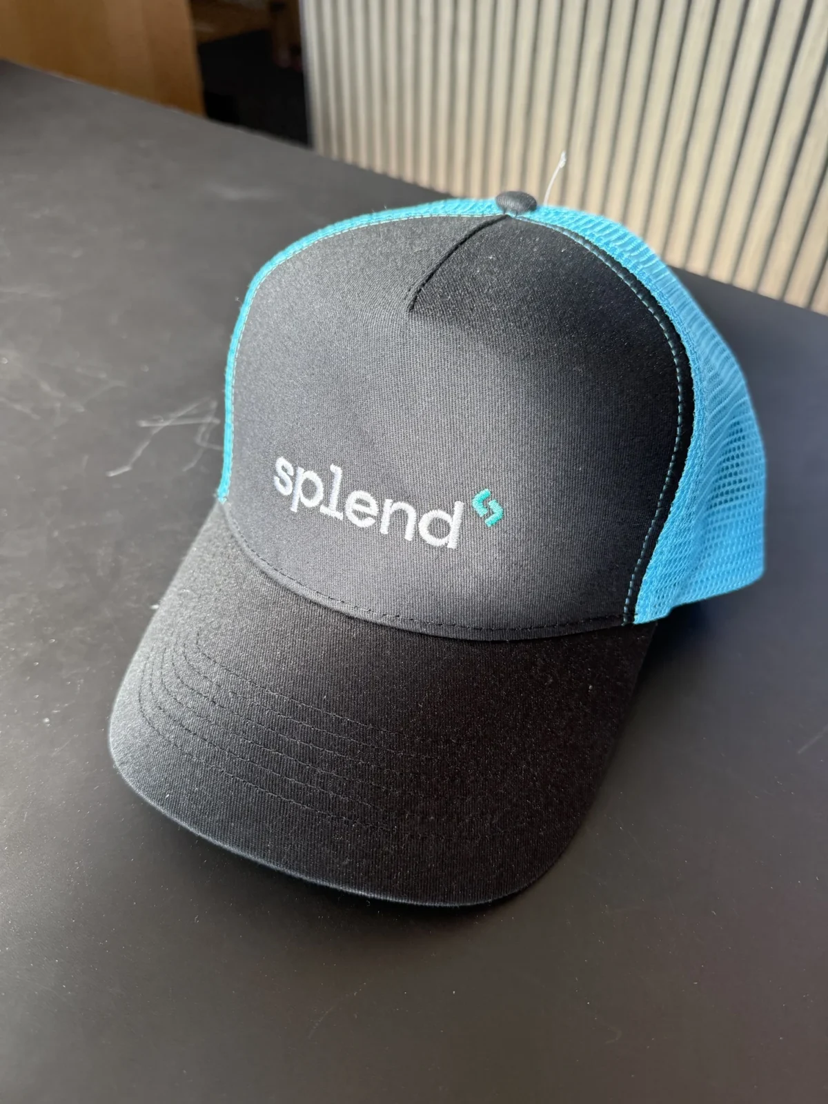 Black and turquoise Splendid branded mesh trucker cap