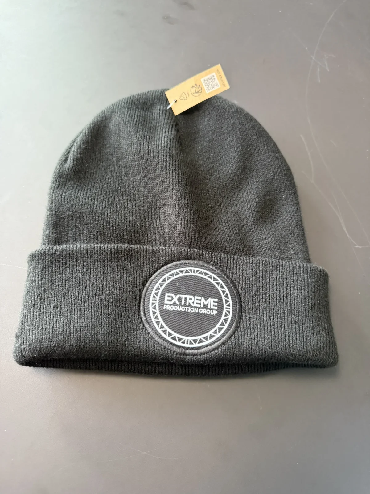 Black Extreme Production Group knitted beanie hat