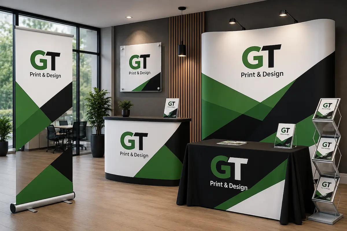 GT Print & Design exhibition stand display setup
