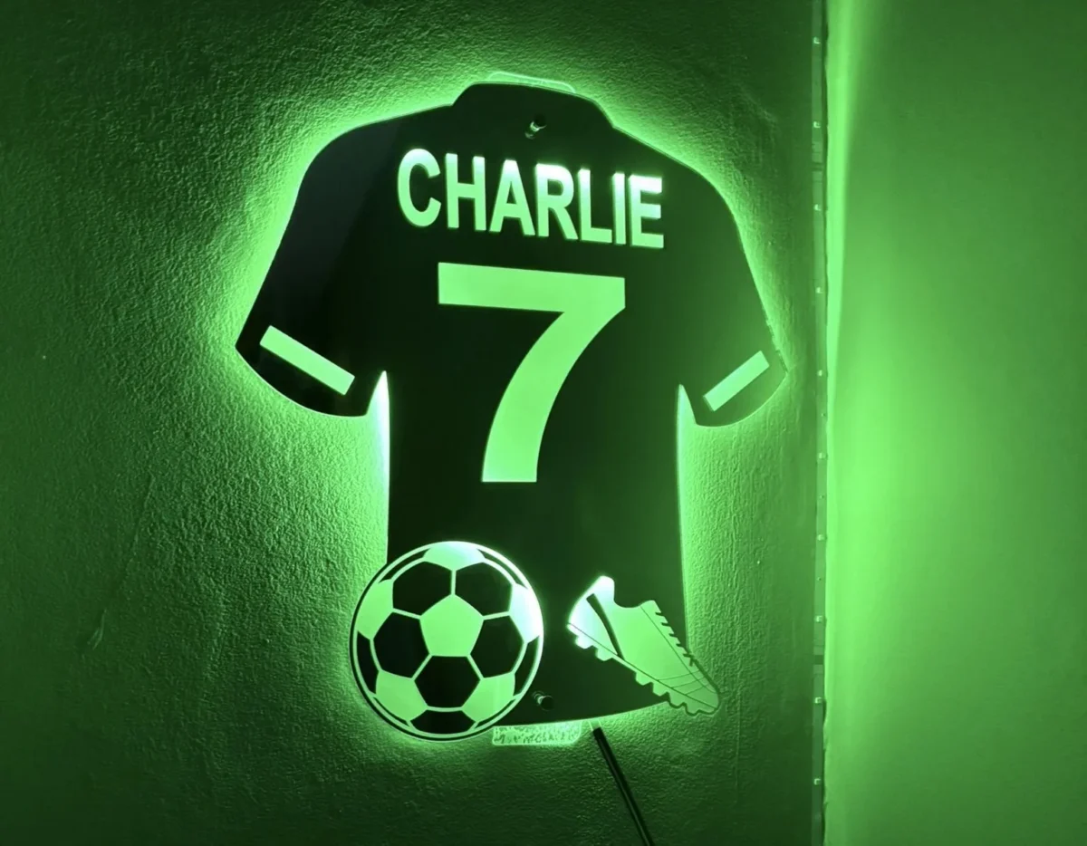 Illuminated Charlie number seven football shirt sign