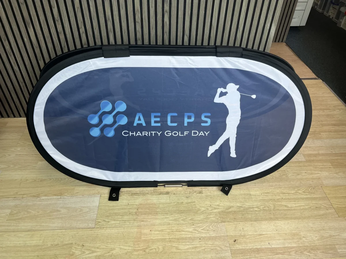 AEGPS Charity Golf Day promotional banner with golfer silhouette