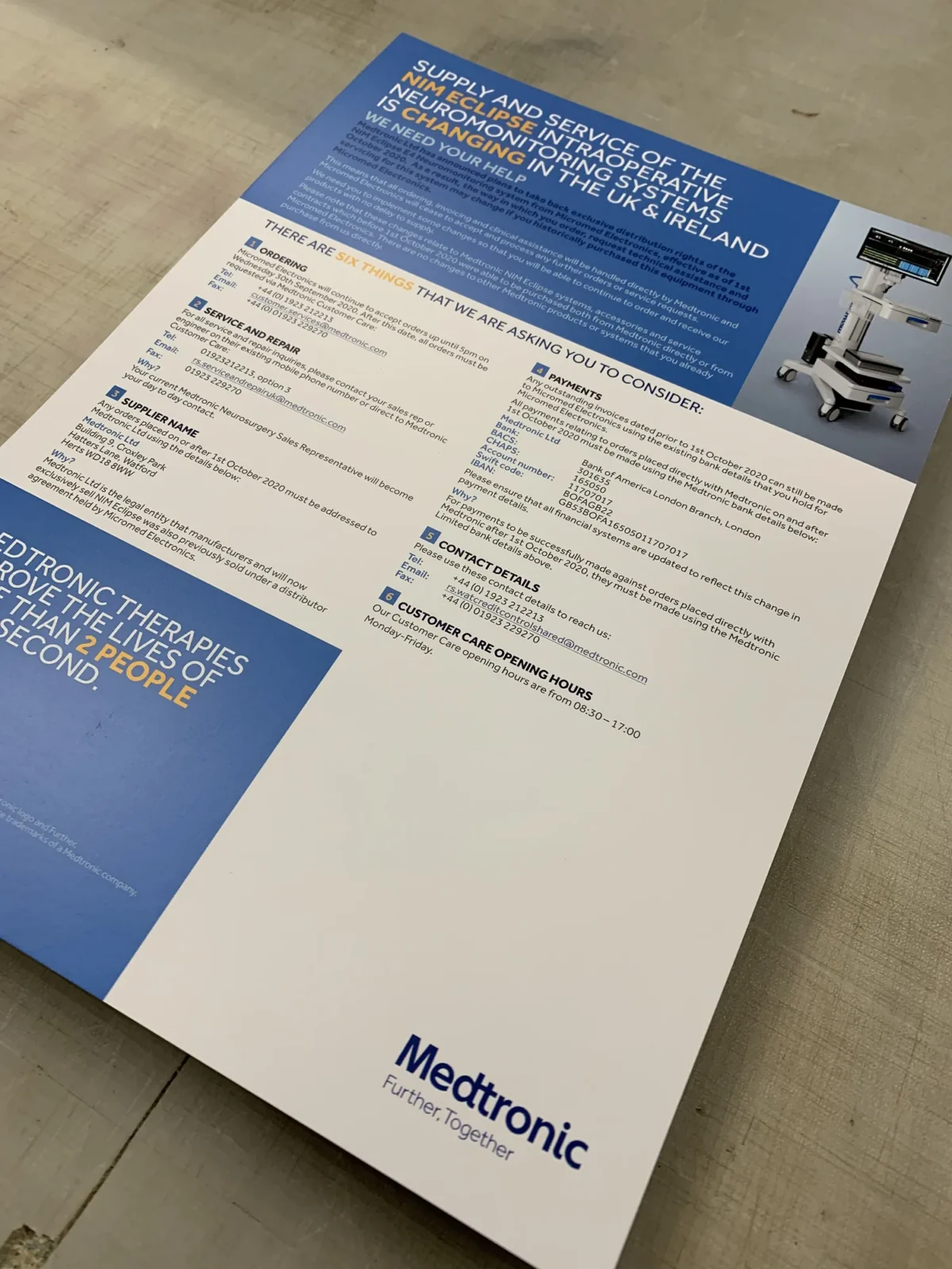 Medtronic notice about neuromonitoring system supply and service changes