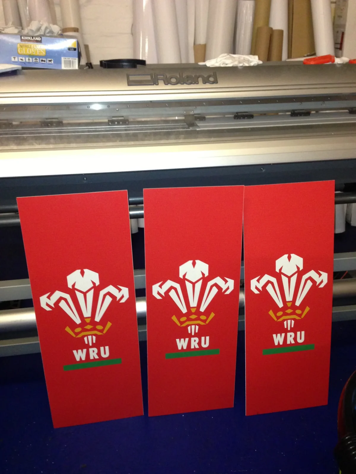 Roland printer producing Welsh Rugby Union crest decals